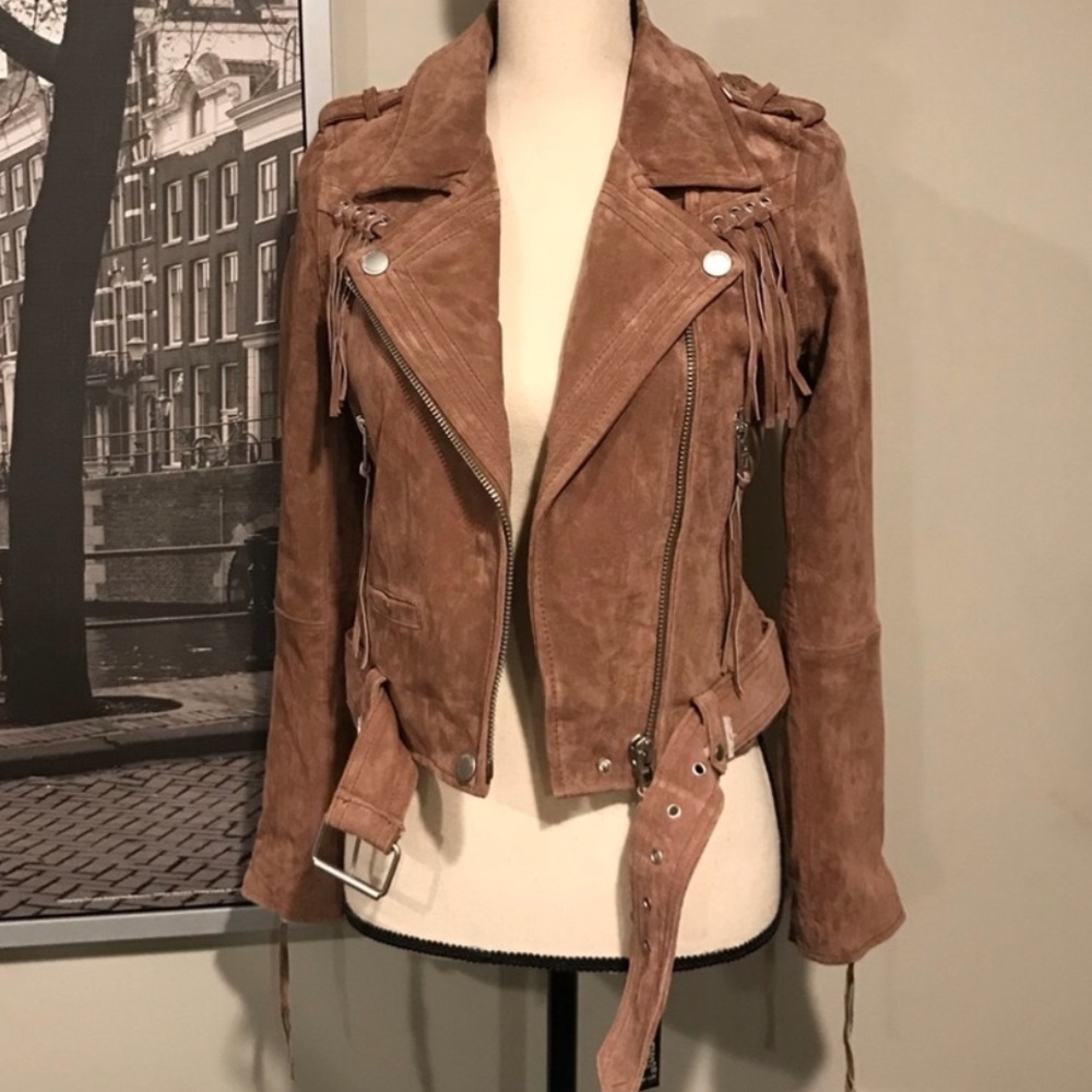 Blank NYC Suede Fringe Moto Jacket